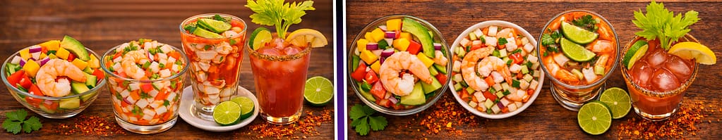 Cintillo de platillos y bebidas tropicales de cocteles Iker, los mejores y con la receta tradicional en Cancún.